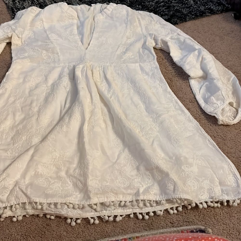 Zara peasant dress with‎ Pom Pom M - Picture 5 of 9